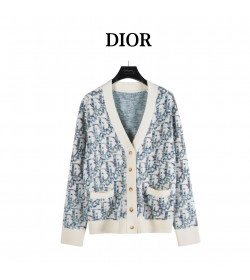 DR Oblique Cardigan Virgin Wool Jacquard
