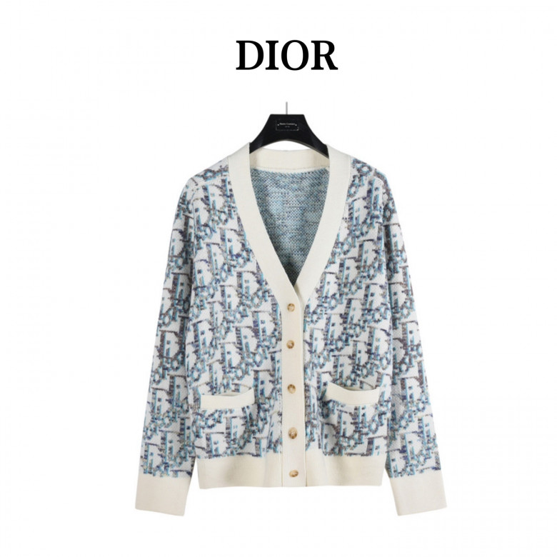 Buy DR Oblique Cardigan Virgin Wool Jacquard DR Oblique Cardigan Virgin Wool Jacquard