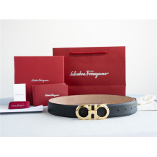 Ferragamo Logo Buckle Belt Gold/Black