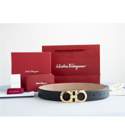 Ferragamo Logo Buckle Belt Gold/Black