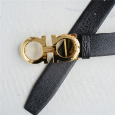 Ferragamo Logo Buckle Belt Gold/Black