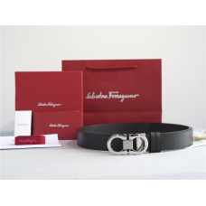 Ferragamo Logo Buckle Belt Silver/Black
