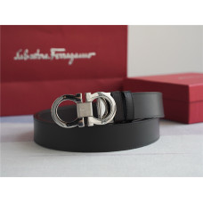 Ferragamo Logo Buckle Belt Silver/Black