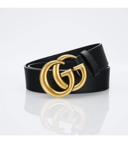 GC GG Marmont Leather Belt With Shiny Buckle