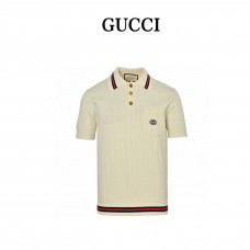 GC Logo Embroidered Ribbed Knit Polo Shirt - UNISEX