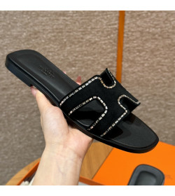 HMS Calfskin Crystal Embellished Oran Sandals