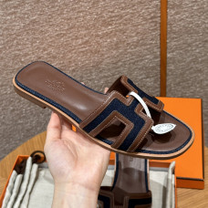 HMS Oran Sandals Beige/Navy Cloth