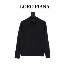 Loro Piana Cashmere Ribbed Polo Sweater