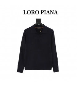 Loro Piana Cashmere Ribbed Polo Sweater
