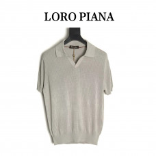LP Cotton And Linen Cable-knit Polo Sweater