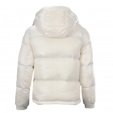 M*ncler White Andro Hooded Short Down Jacket