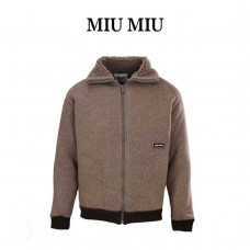 Miu MIu FW25 Cotton Fleece Zip Blouson Jacket