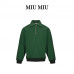 Miu Miu Logo Embroidered Cotton Jersey Sweatshirt In Green