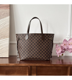 1V Damier Ebene Neverfull MM Tote Bag