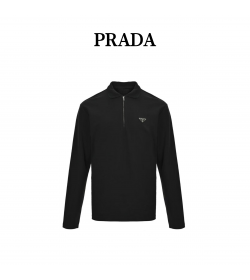PRD Black Long-sleeved Piqué Polo shirt