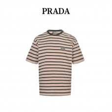 PRD Peach Striped Lisle Cotton T-shirt