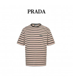 PRD Peach Striped Lisle Cotton T-shirt