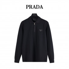 PRD Re-nylon Logo-badge Long-sleeve Cotton Polo Shirt