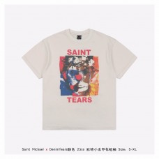 Saint Michael Denim Tears Print T-shirt