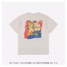 Saint Michael Denim Tears Print T-shirt