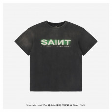 SAINT MXXXXXX Logo-Print Distressed Cotton-Jersey T-Shirt