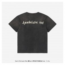 SAINT MXXXXXX Logo-Print Distressed Cotton-Jersey T-Shirt