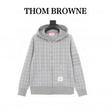 TB Micro Check Jacquard 4-Bar Zip up Hoodie