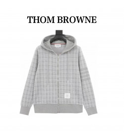 TB Micro Check Jacquard 4-Bar Zip up Hoodie