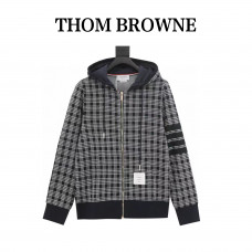 TB Micro Check Jacquard 4-Bar Zip up Hoodie