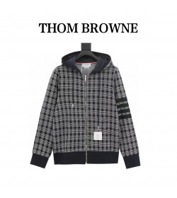 TB Micro Check Jacquard 4-Bar Zip up Hoodie