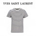 YSL Embroidered Striped Cotton-Slub T-Shirt
