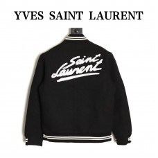 YSL Wool-Rich Logo Bomber Jacket