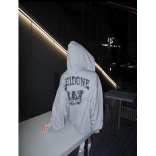 WE11DONE 26SS Distressed W Logo Print Hooded Sweatshirt Jacket