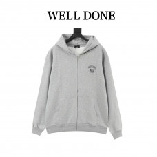 WE11DONE 26SS Distressed W Logo Print Hooded Sweatshirt Jacket