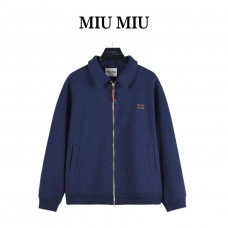 Miu Miu 24SS Heavyweight Plain Knit Collared Jacket