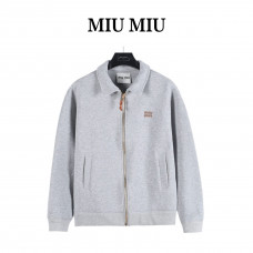 Miu Miu 24SS Heavyweight Plain Knit Collared Jacket