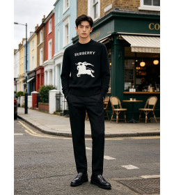 Burb*rry Equestrian Knight Logo Cashmere Blend Crewneck Sweater