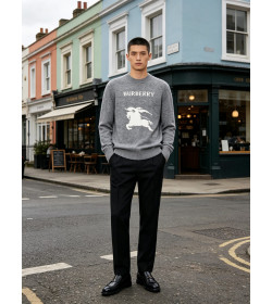 Burb*rry Equestrian Knight Logo Cashmere Blend Crewneck Sweater