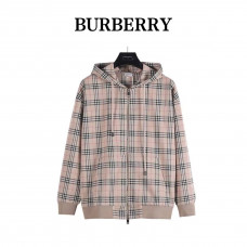 Burb*rry 25FW Check Zip Drawstring Hooded Jacket