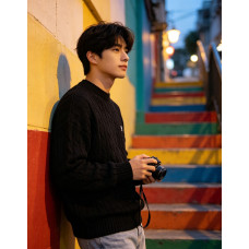 PRD Resort Logo Cable Knit Crewneck Sweater