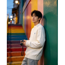 PRD Resort Logo Cable Knit Crewneck Sweater