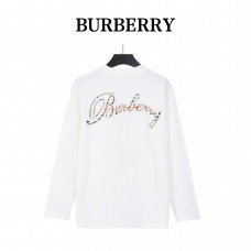 Burb*rry Embroidered Chest Check Patch Long Sleeve Top