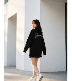 Burb*rry Embroidered Chest Check Patch Long Sleeve Top