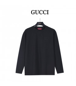 Gucci 26SS Embroidered Logo Plaque Long Sleeve Top
