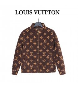Louis Vuitton Dark Brown Monogram Teddy Fleece Stand Collar Jacket