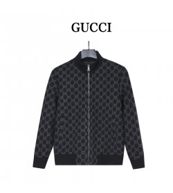 Gucci GG Monogram Jacquard Knit Baseball Collar Jacket