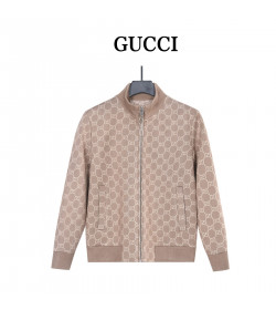 Gucci GG Monogram Jacquard Knit Baseball Collar Jacket