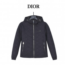 Dior Embossed Quilted CD Hooded Zip Jacket