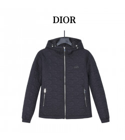 Dior Embossed Quilted CD Hooded Zip Jacket