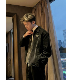 PRD 25FW Triangle Logo Velvet Jacket